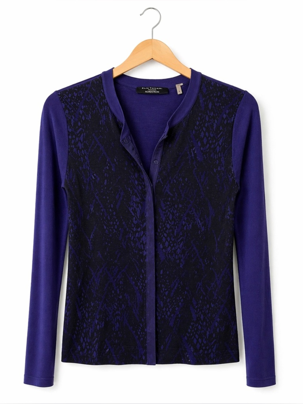 Elie Tahari Nordstrom Knit Cardigan Medium Blue Purple Chic Lightweight Classic